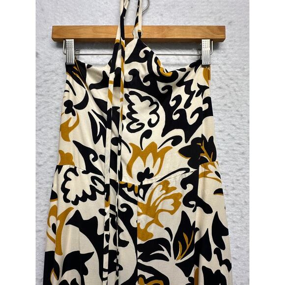 Sanctuary Women Tie Halter Maxi Romper Beige Black Gold 2 Boho‎ Festival Resort - Picture 4 of 9